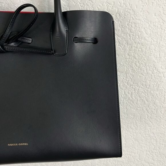 Mansur Gavriel Black RED Flamma Interior Lining Vegetable Tanned Leather Sun Bag - Picture 4 of 12